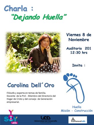 Afiche charla carolina DEll Oro